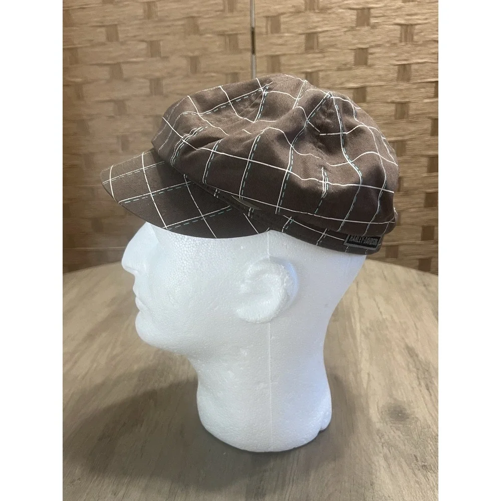 Harley Davidson Vintage Women's Gray Plaid Biker Hat Adjustable Belt-style‎ Back